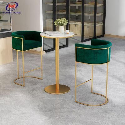 Modern Count Outdoor Velvet Round Stool Bar Chairs Cafe Bars with Armrest for Sale