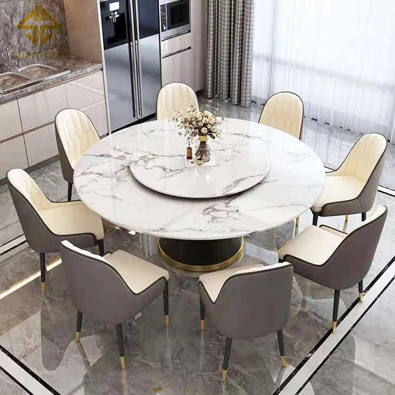 Italian Dining Room Furniture Stainless Steel Slate Modern Dining Table Set for 4 Luxury Marble Dining Table Sets 8 Chairs