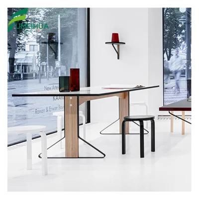 Small Apartment Rectangle Solid Color Dining Table and Chair Set