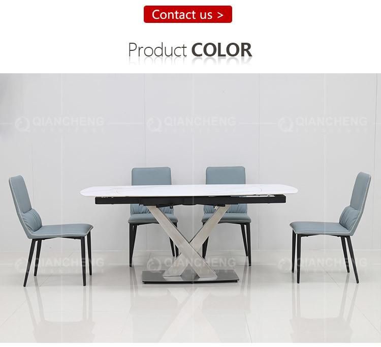Modern Dining Room Furniture Set Stone Top Extendable Dining Table