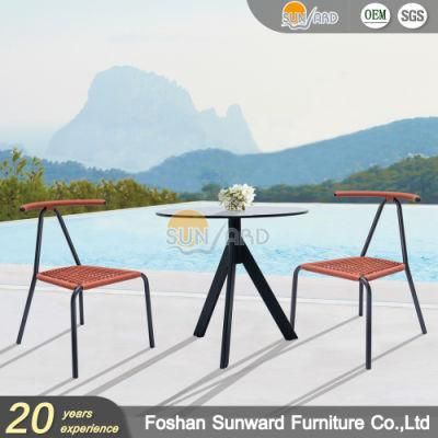 Modern Luxury Patio Outdoor Garden Aluminium Polyester Rope Leisure Restaurant Home Hotel Patio Dining Furniture Table and Chair