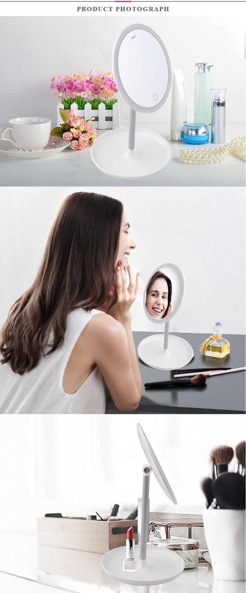 Pritech Wholesale Touch Screen Round LED Light Cosmetic Makeup Mirror