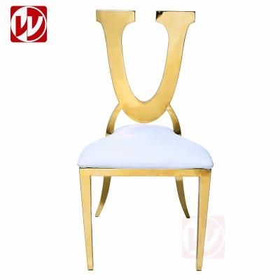Modern Special Love Chair Back Elegant Golden Banquet Wedding Furniture Hotel Stainless Steel Chair