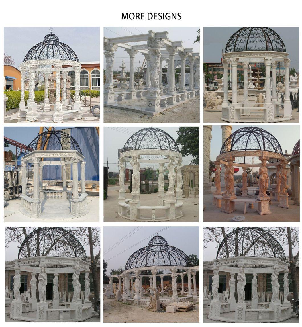 Modern Outdoor Garden Stone Products Large Hand-Carved Marble Gazebos