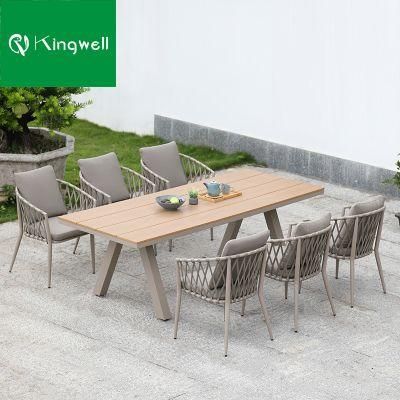 Leisure High Quality Modern Aluminum Frame Table and Rope Chair of Outdoor Patio Furniture