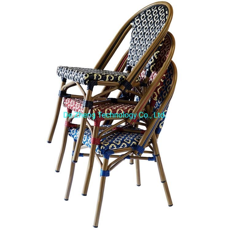 Heavy Duty Outdoor Cafe Restaurant Dining Plastic Rattan Garden Chair Garden Wedding Furniture with Bamboo Painting