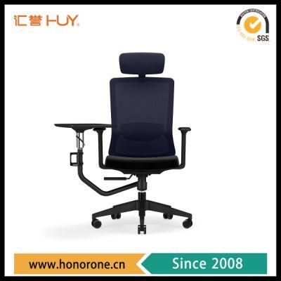 High Back Office Mesh Chair with Mould Form Lumber Support Furniture with Writing Pad