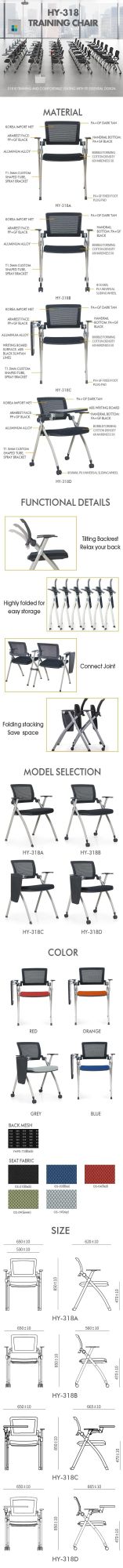 Mesh Staff Office Chair with Arm and Tablet Training Chair Outdoor Furniture