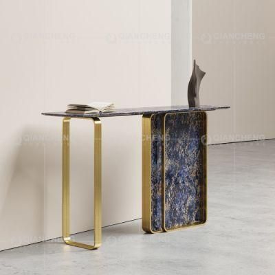Luxury Marble Console Table Entryway Hallway Italian Modern Marble Console Table with Gold Stainless Steel Modern Console Table