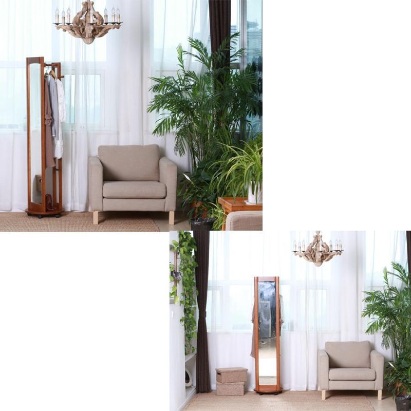 Solid Wood Dressing Mirror for Home Floor Full-Length Simple Modern Floor Rotating Mirror for Clothes Cap Hanging