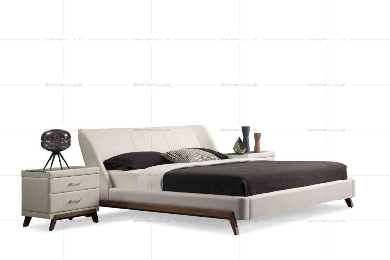 Hot Sale in America Leather King Size Double Wood Leg Wall Bed