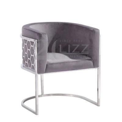 Nordic Style Modern Simple Senior Grey Fabric Home Furniture Chair Low Price with Stainless Steel