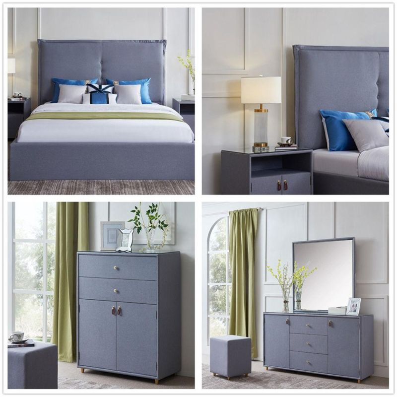 Modern Cloth Pattern Bed Upholstered Bedroom Double Bed
