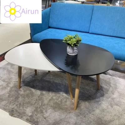 Living Room Furniture Oval Wooden Sofa Side Table Coffee Table Set