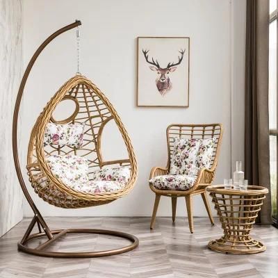 Light Luxury Indoor Patio Garden Rattan Egg Shaped One Person Seat Hanging Swing Chair