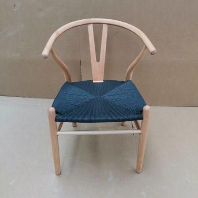 Beech Wood Natural Color Wishbone/Y Chair with Black Paper Rope