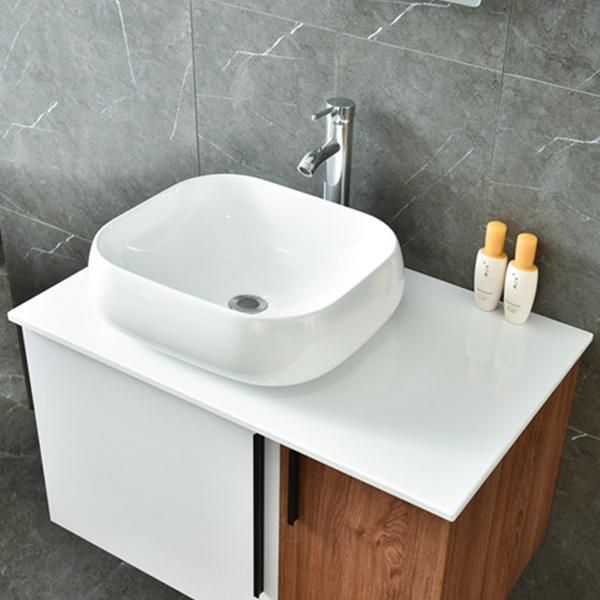 European Sanitary Ware MDF Color Contrast Wash Basin Bathroom Vanity with Side Cabinet