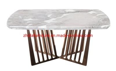 High Quality Luxury Home Furniture Living Room Center Table Hotel Metal Base Artificial Marble Top Villa Coffee Tea Table