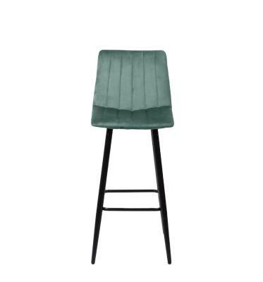 Modern Kitchen Bistro Home Breakfast Counter Fabric Stripe Back High Bar Stool for Bar Table Bar Chair