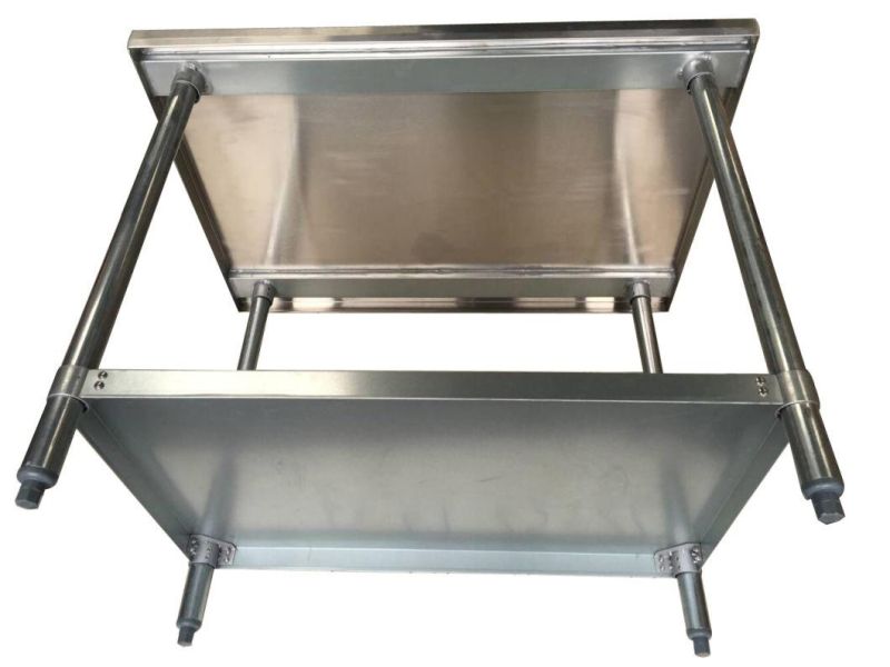 2 Layers Round Tube Galvanized Work Table with Backsplash for Kitchen Using