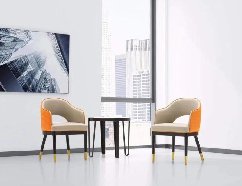 Zode Home Furniture Coffee Hotel PU Fabric Metal Legs Dining Chair