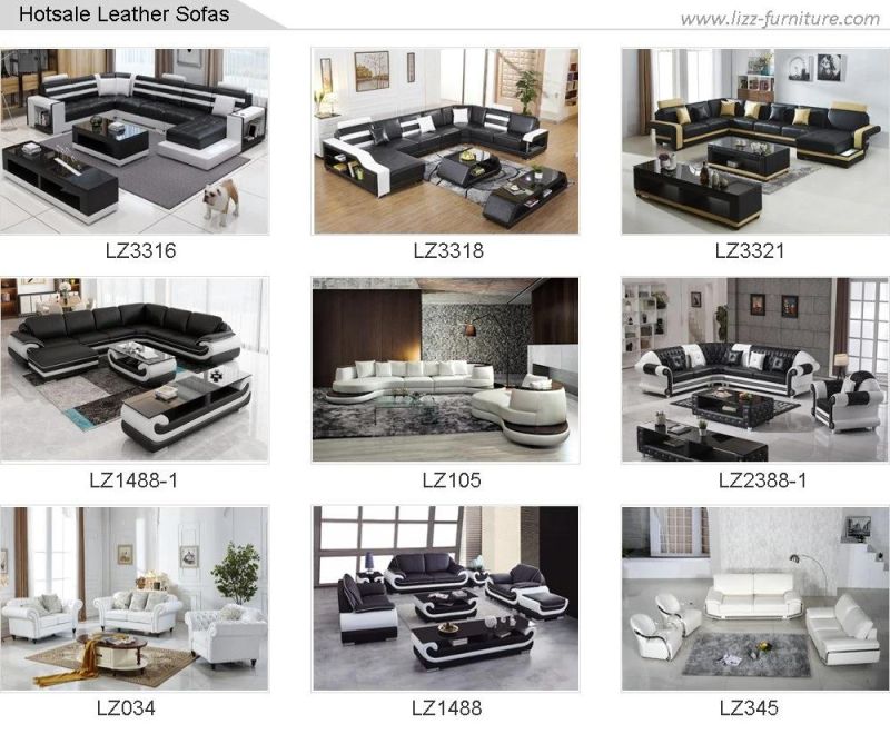 Modern European Sectional Living Room Home Office Hotel Commercial Genuine Leisure Leather Sofa Furniture Set with Stainless Steel Leg