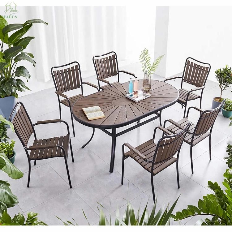 Modern Outdoor Aluminium Restaurant Dining Table Set and Chairs Aluminum Rope Patio Garden Furniture for Hote