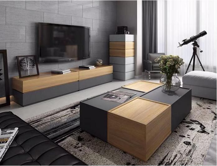 Modern Cheap Quality Wooden Storage Hotel Living-Room Furniture Coffee Table