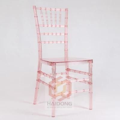 Modern Wedding Hotel Garden Pink Clear Plastic Resin Chiavari Chair