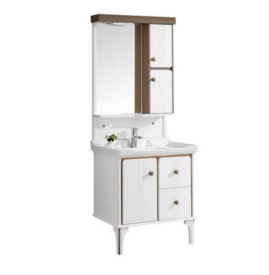 Hotel Modern Luxury Solid Bathroom Vanity Cabinet with Illuminated Bathroom Mirror