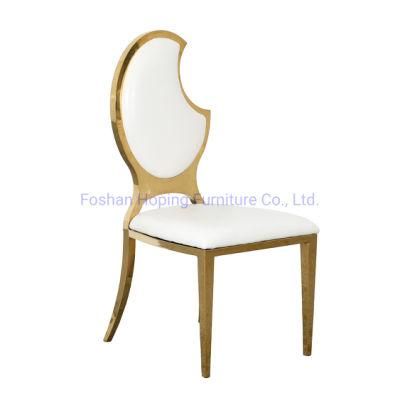 The Restaurant Chair Wedding Chair Banquet Chair Tiffany Chair Metal Frame Oval Back Bag Adopts PU Leather High-Grade Hotel Living Room Chair