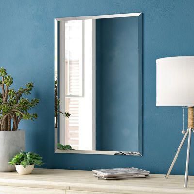 China Factory Frameless Square 4mm Beveled Mirror Wall Mounted for Home Decoration Bathroom Living Room Furniture