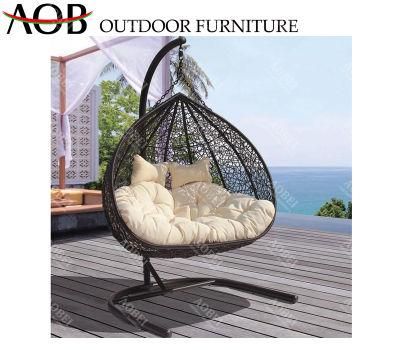 Modern Outdoor Garden Patio Home Hotel Resort Leisure Rattan Wicker Furniture Double Seat Hanging Swing Chair