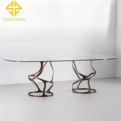 Event Used Stainless Steel Base White MDF Top Classic Furniture Dining Table Royal