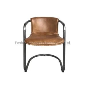 High End Genuine Leather Vintage Industrial Metal Cafe Restaurant Furniture Dining Table and Chair