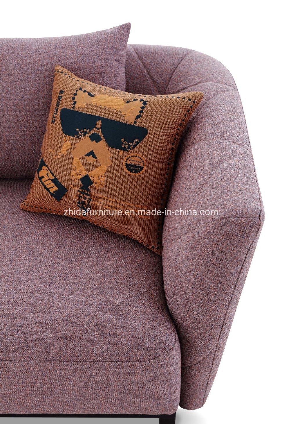 Modern Pink Fabric L Shape Upholstery Fabric Wooden Leg Home Living Room Sofa for Hotel Villa Apartment Furniture