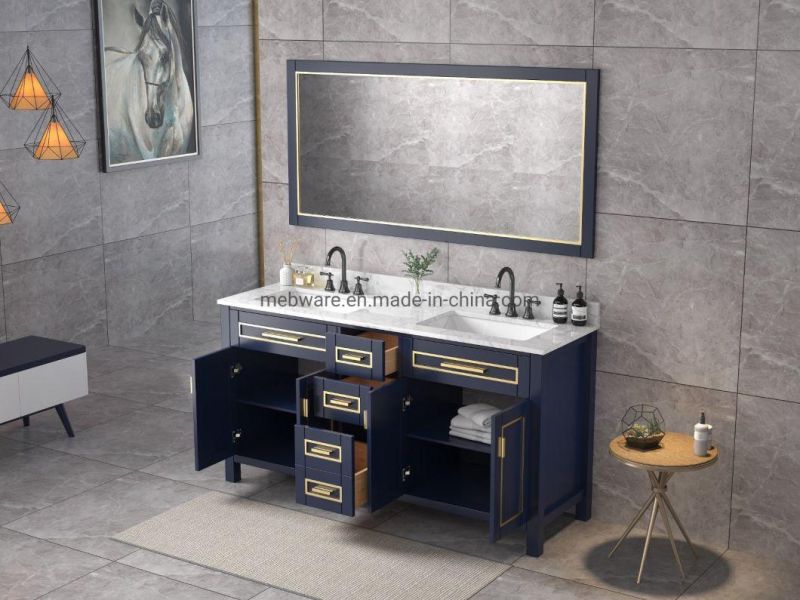 60inch White Vanity with Double Sinks with Mirror Sets