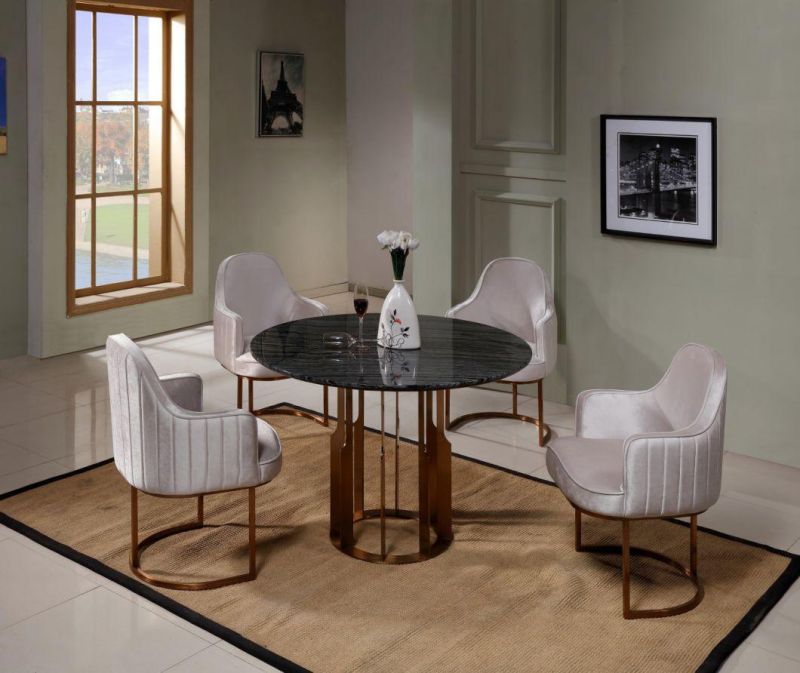 Modern Leisure Upholstered Chair with Metal Legs Home Dining Chairs