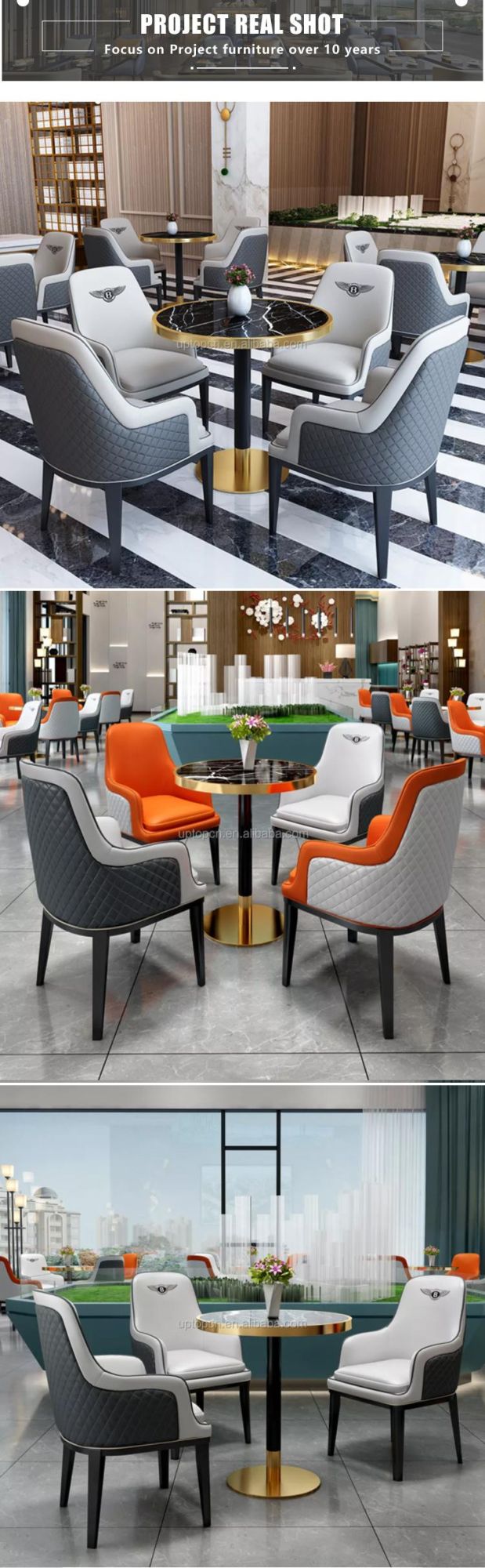 Artificial Marble Table and Fabric Armchair Cafe Furniture (SP-CT840)