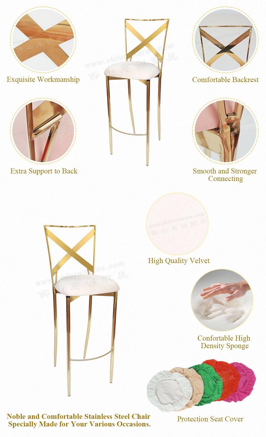 Hyc-H024 Hot Modern Gold Banquet Stackable Bar Chair PU Leather for Sale
