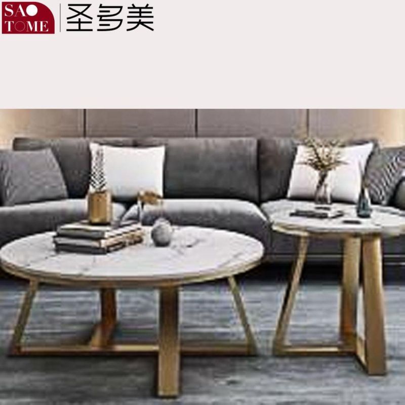 Modern Living Room Furniture Stainless Steel Frame Slate/Marble Coffee Table