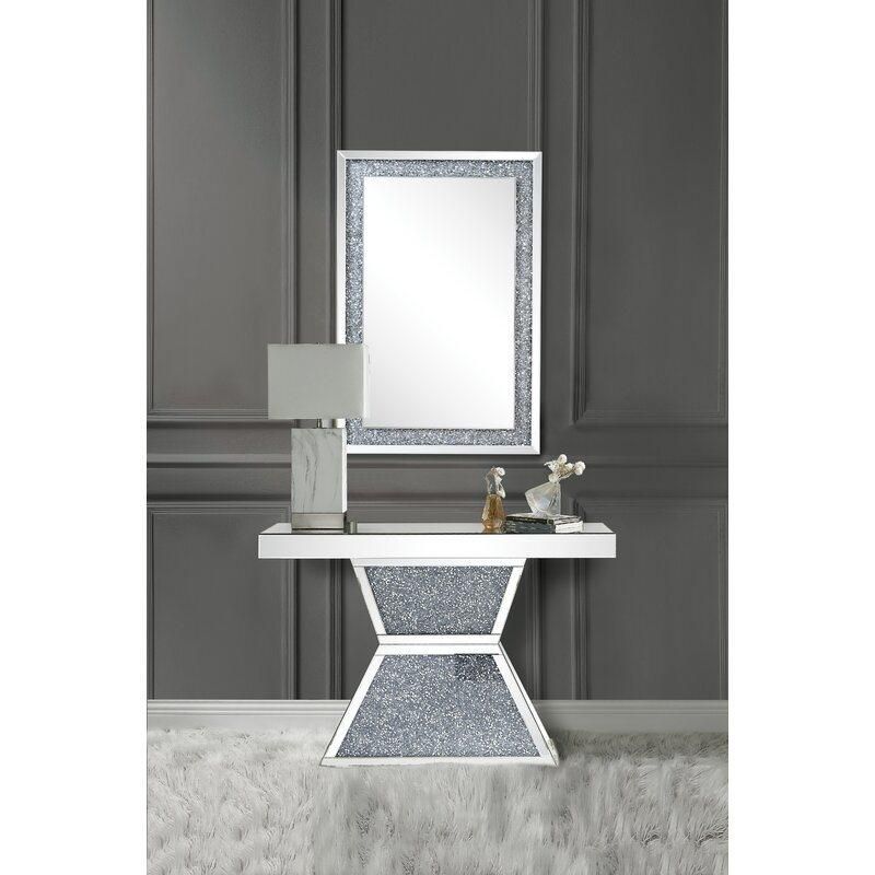 Modern Sparkling Crystal Mirrored Crushed Diamonds Console Table Living Room Furniture