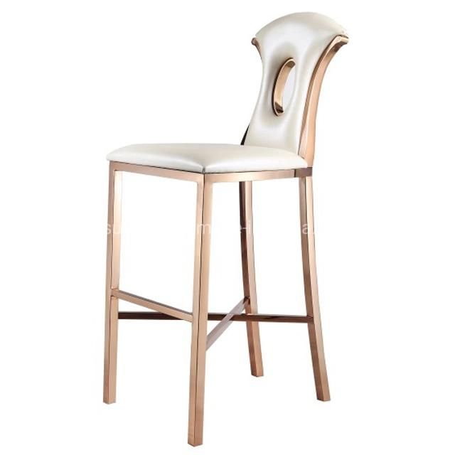 Modern Style High Back Rose Gold Bar Chairs for Hotel