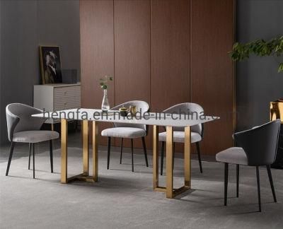 Modern Steel Legs Home Furniture Metal Marble Dining Table