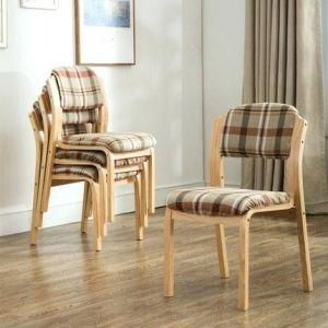 Contract Hotel Furniture Four Wood Legs Wooden Frame Stack-Able Chair