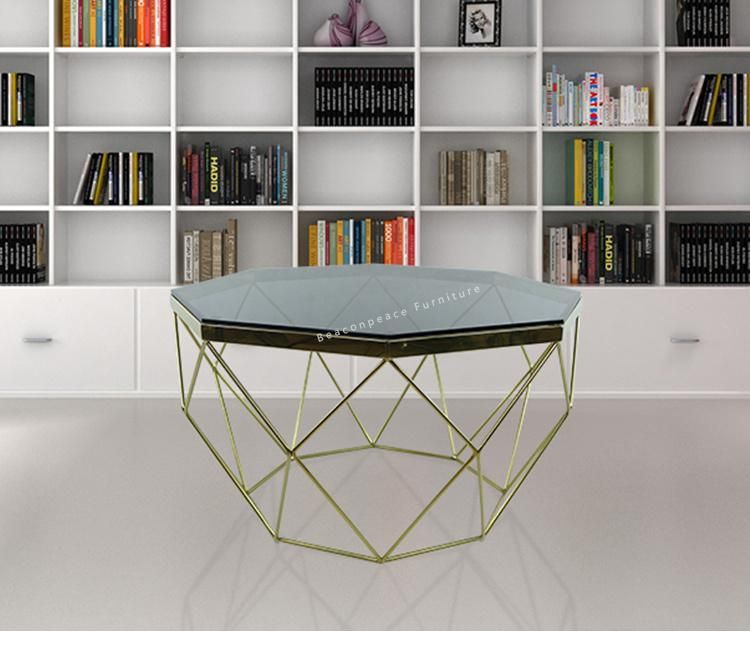 12mm Art Shape Design Safety Modern Tempered Glass Top Coffee Table