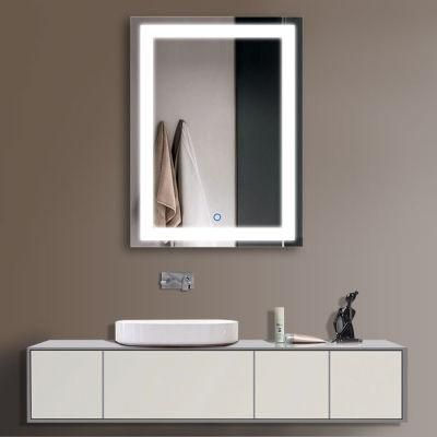 5mm LED Illuminated Mirror Wall Mounted Bathroom Mirror Anti-Fog &amp; Dimmer Touch Switch Mirror