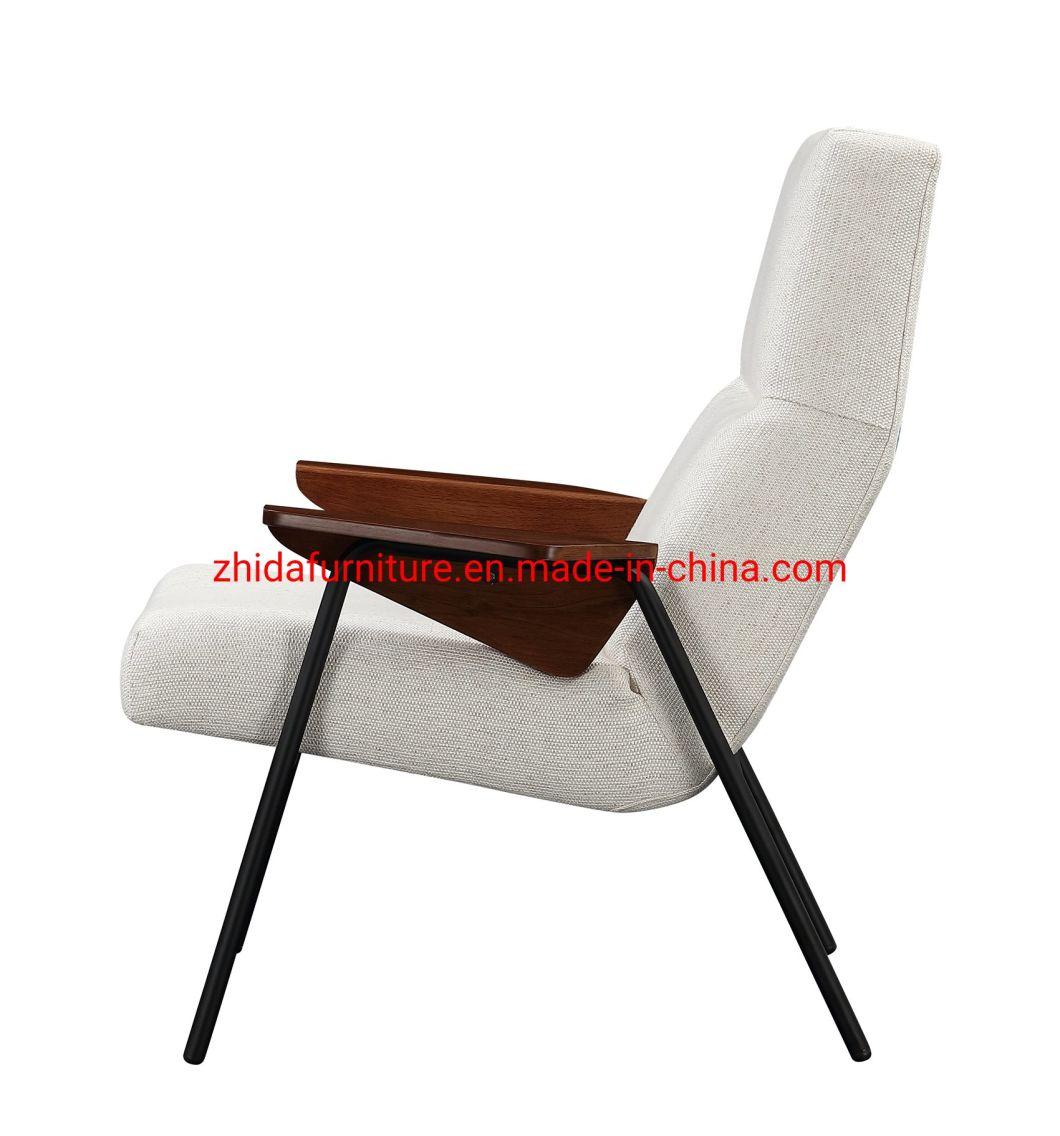 Modern Fabric Linen Armrest Reception Single Chair for Living Room