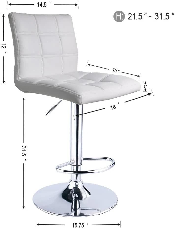 White PP Seat High Bar Stool Solid Wood Feet Home Bar Chair with Footrest