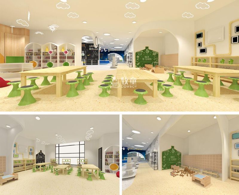 Wooden Preschool Art Classroom Kids Furniture with Decoration